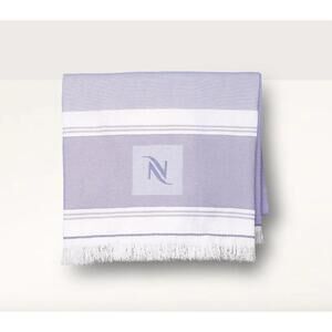 NESPRESSO 2023 UPCYCLED BEACH TOWEL White & Lavender Lilac Made in Spain NIB